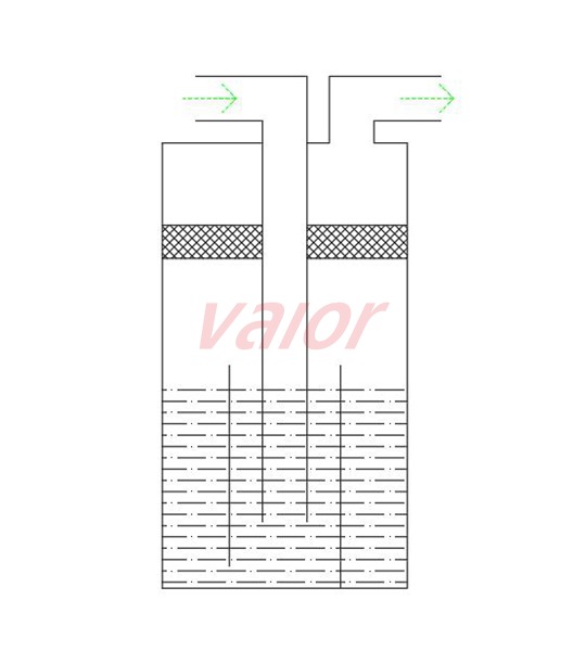 A simple line drawing of vessel deck water seal.