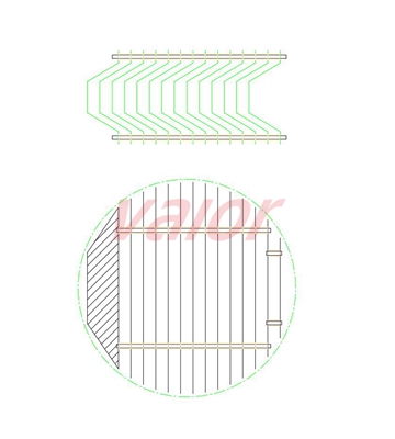 The drawing shows a C type chevron mist eliminator, with big peak and poles connection.