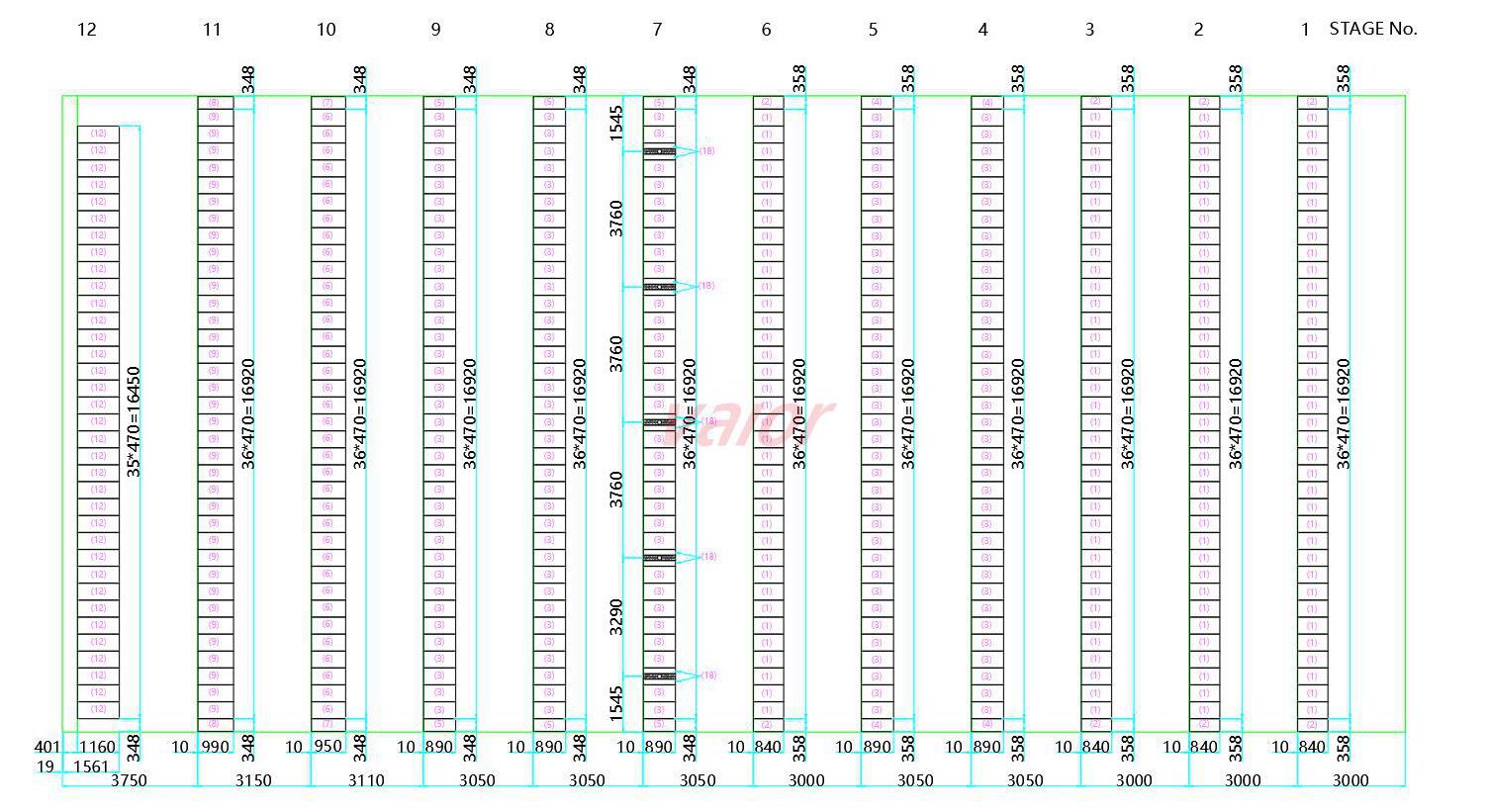 An example of demister arrangement in Stage 1-12 in sea water desalination plant.