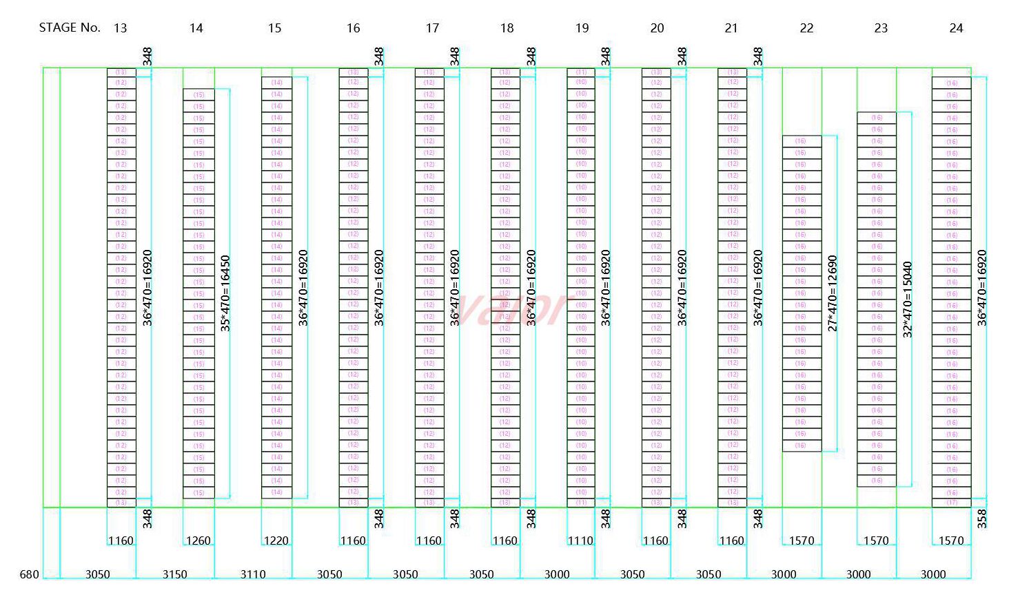 An example of demister arrangement in Stage 13-24 in sea water desalination plant.