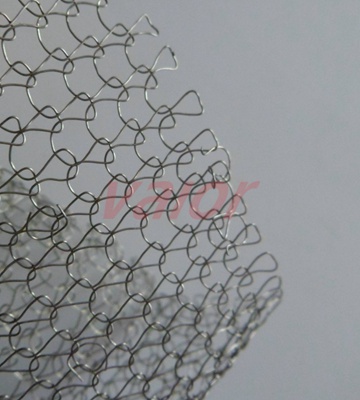 A close-up of the knitted wire mesh.