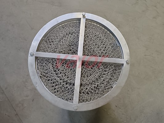 Customized rolled demister with stainless steel frame.