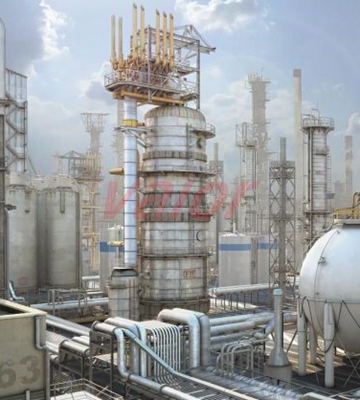 Industrial absorption tower used for removing pollutants from exhaust gases to protect the environment.